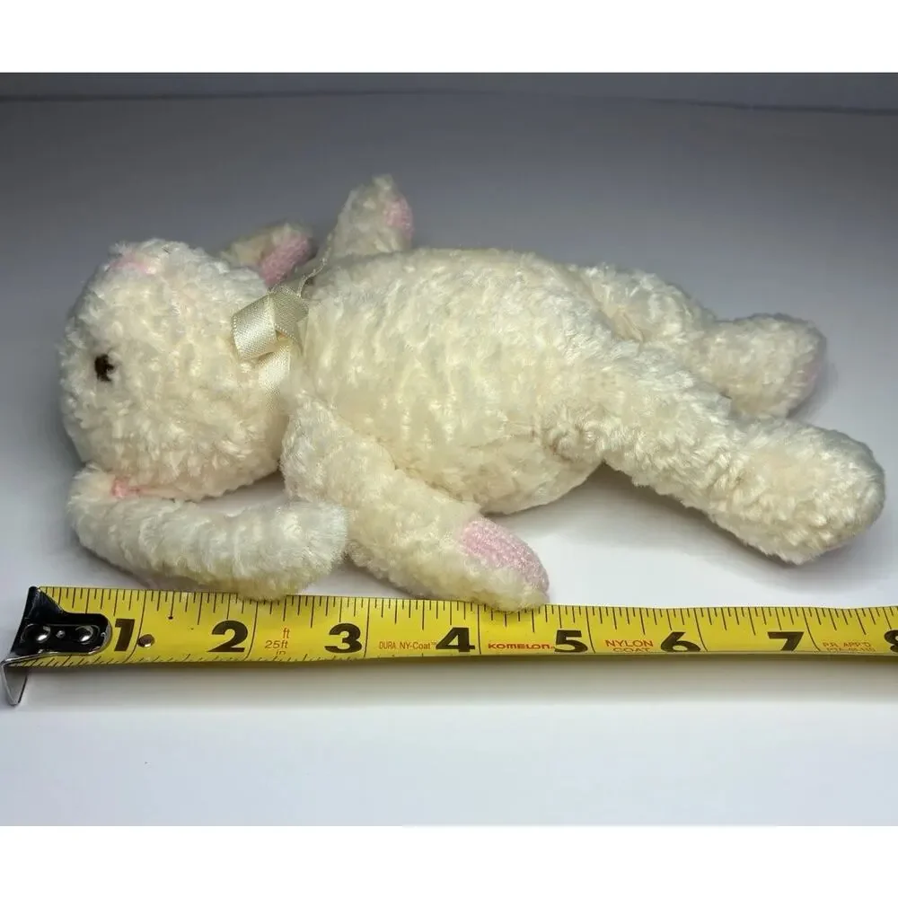 Wendy Bellissimo Love Bunny Plush Pink Cream 8” White Bow Stuffed Animal Rabbit